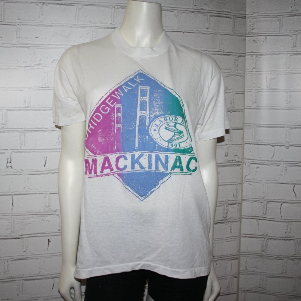 🌉🌈📅 1991 Mackinac Bridge Walk Tee · Vintage · Size L